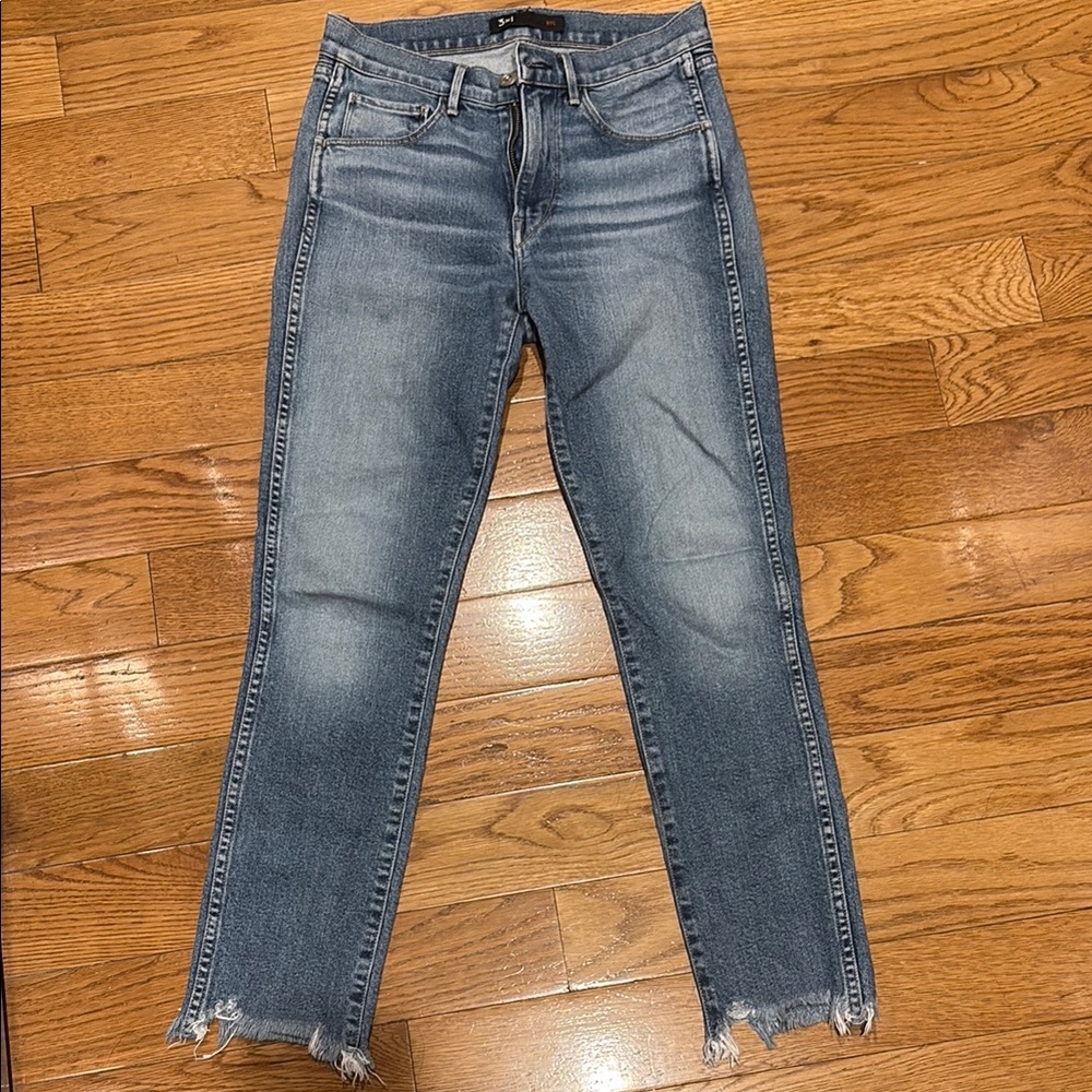 3x1 Distressed Ankle Jeans in Blue